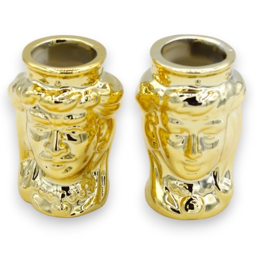 Porta Stuzzicadenti Testa di Moro siciliana  (1Unità) h 7 cm ca. Color oro e opzione uomo o donna - 