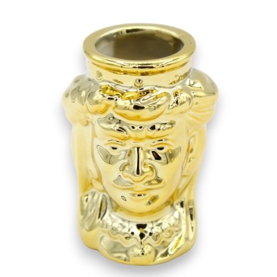 Porta Stuzzicadenti Testa di Moro siciliana  (1Unità) h 7 cm ca. Color oro e opzione uomo o donna - 