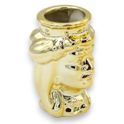 Porta Stuzzicadenti Testa di Moro siciliana  (1Unità) h 7 cm ca. Color oro e opzione uomo o donna - 