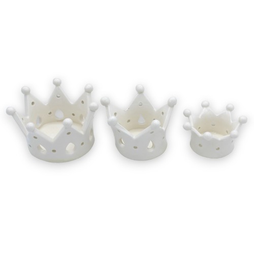 Crown for glasses or shot glasses in fine ceramic, with three size options (1pc) white - 