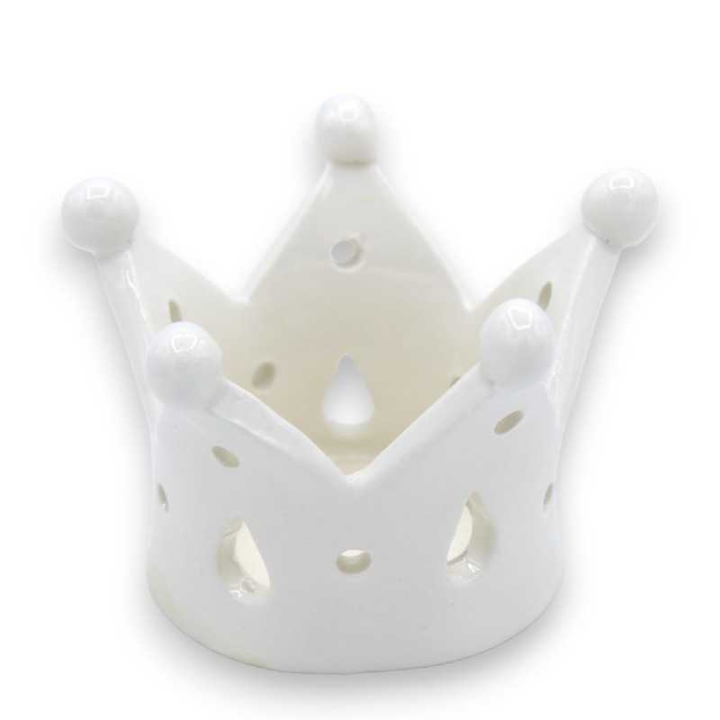 Corona svuota tasche o porta caramelle in pregiata ceramica, con tre opzioni dimensioni (1pz) bianco - 