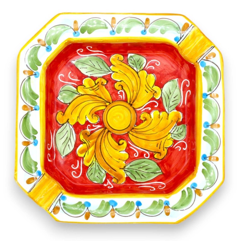 Posacenere in ceramica Caltagirone - l 20 x 20 cm ca. (1Unità) con quattro opzioni decoro - 