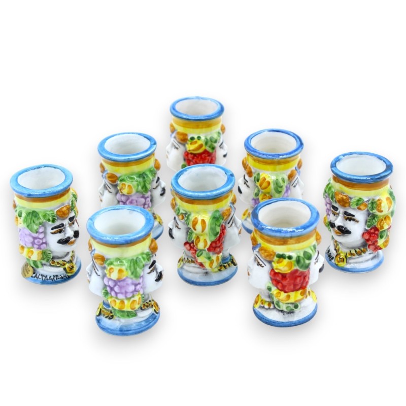 Toothpick Holder Dark Brown Double-faced Caltagirone ceramic - h 7 cm approx. (1pc) fruit decoration - 