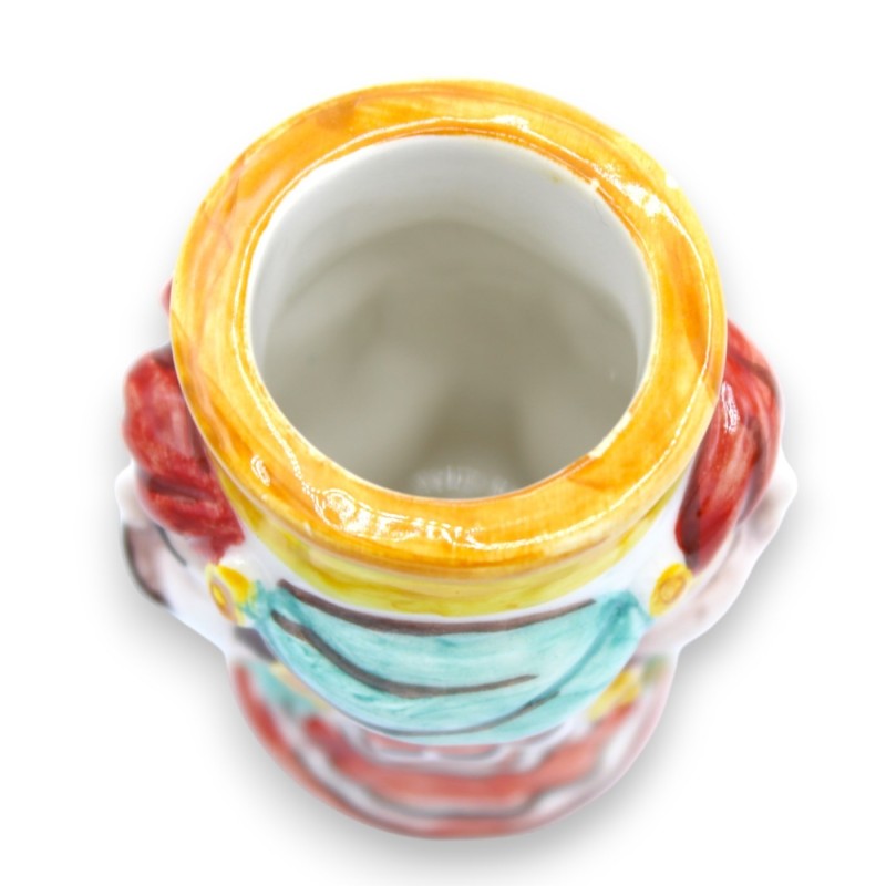 Paliteiro Castanho Escuro Cerâmica Caltagirone de duas faces - h 7 cm aprox. (1pc) com turbante e cor aleatória - 