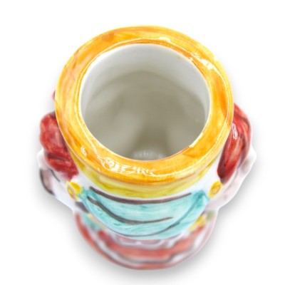 Paliteiro Castanho Escuro Cerâmica Caltagirone de duas faces - h 7 cm aprox. (1pc) com turbante e cor aleatória - 