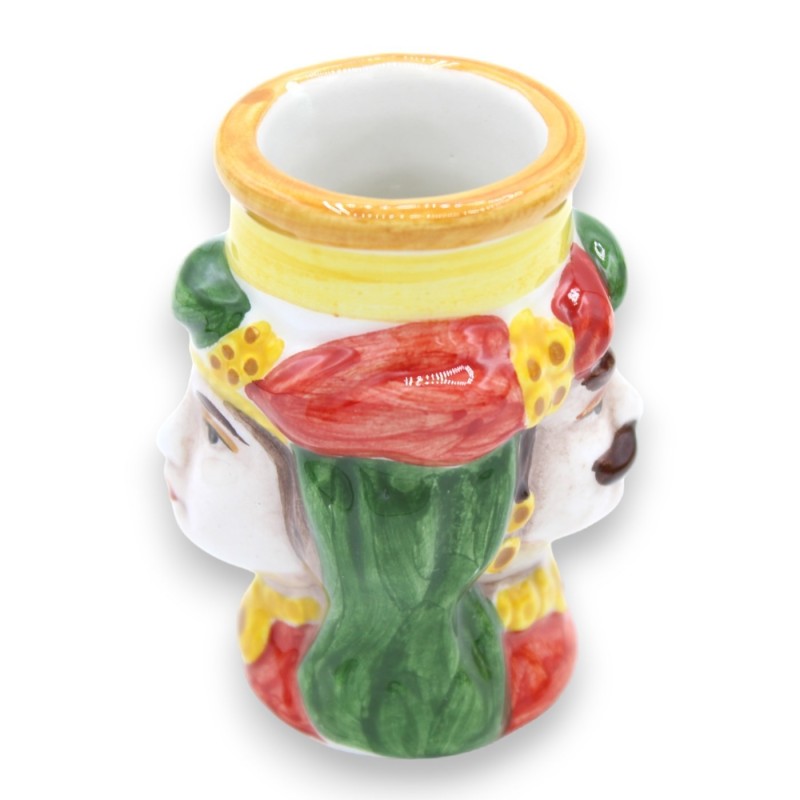 Zweiseitiger Moro-Zahnstocherhalter aus Caltagirone-Keramik – H ca. 7 cm. (1 Stück) mit Turban und zufälliger Farbe - 