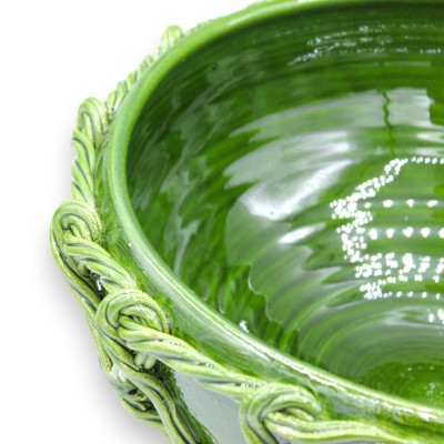 Delikatna ceramiczna lina z aplikacjami - Ø ok. 35 cm, kolor zielony - 
