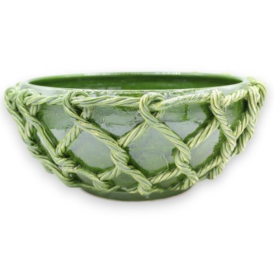 Centro de mesa de cuerda de cerámica fina con apliques - Ø 35 cm aprox. Verde - 