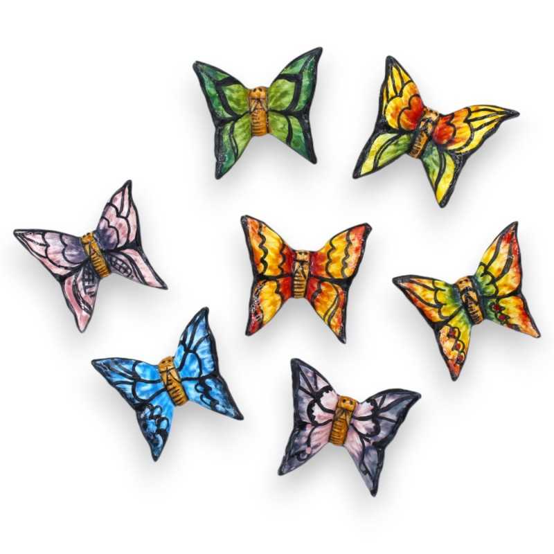 Farfalla in pregiata ceramica siciliana - h 5 cm ca. (1pz) decoro e colore casuale - 