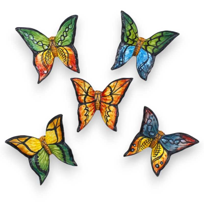 Farfalla in pregiata ceramica siciliana - h 9 cm ca. (1pz) decoro e colore casuale - 