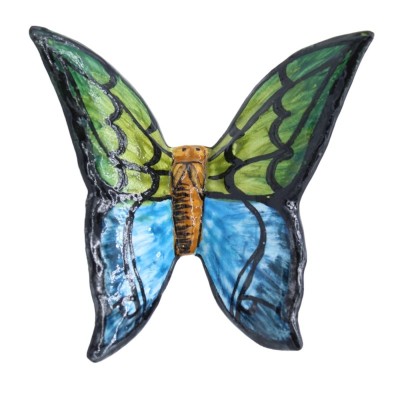 Farfalla in pregiata ceramica siciliana - h 9 cm ca. (1Unità) decoro e colore casuale - 