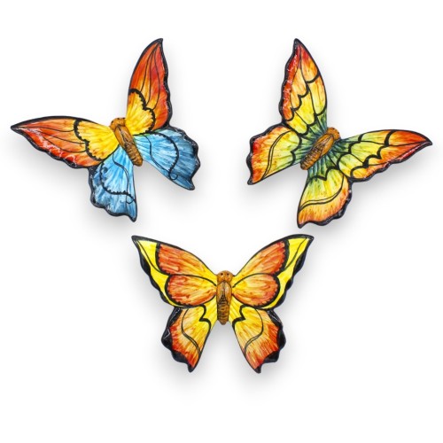 Mariposa en fina cerámica siciliana - h 18 cm aprox. (1pc) color y decoración al azar - 