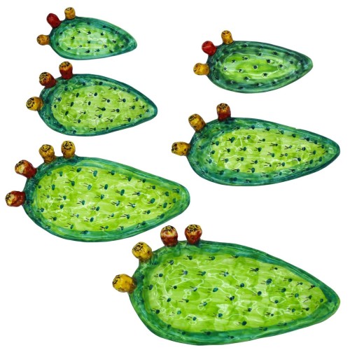 Prickly pear shovel Sicilian ceramic tray with feet, candy holder or hors d'oeuvre dish - 6 size options (1pc) - 