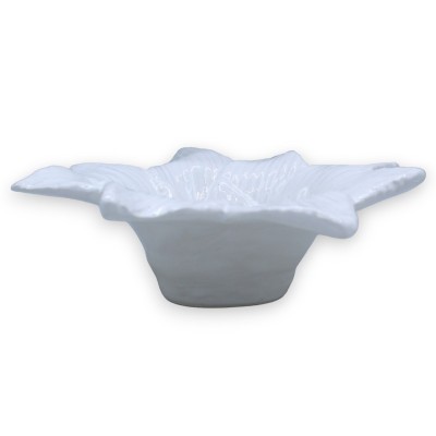 Ciotola Svuota tasche o porta salatini, fiore a punta, in pregiata ceramica, L 24 x h 8 cm ca. petali a punta - 
