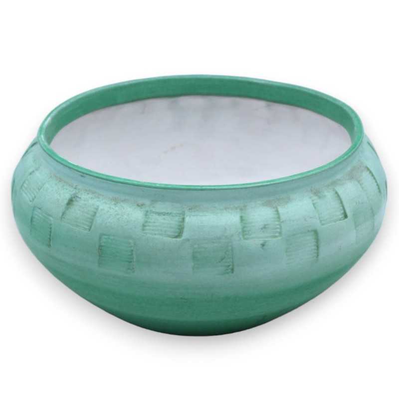 Cachepot vaso piante in pregiata ceramica, con due opzioni dimensione (1pz) verde, incisione 100% Artigianale - 