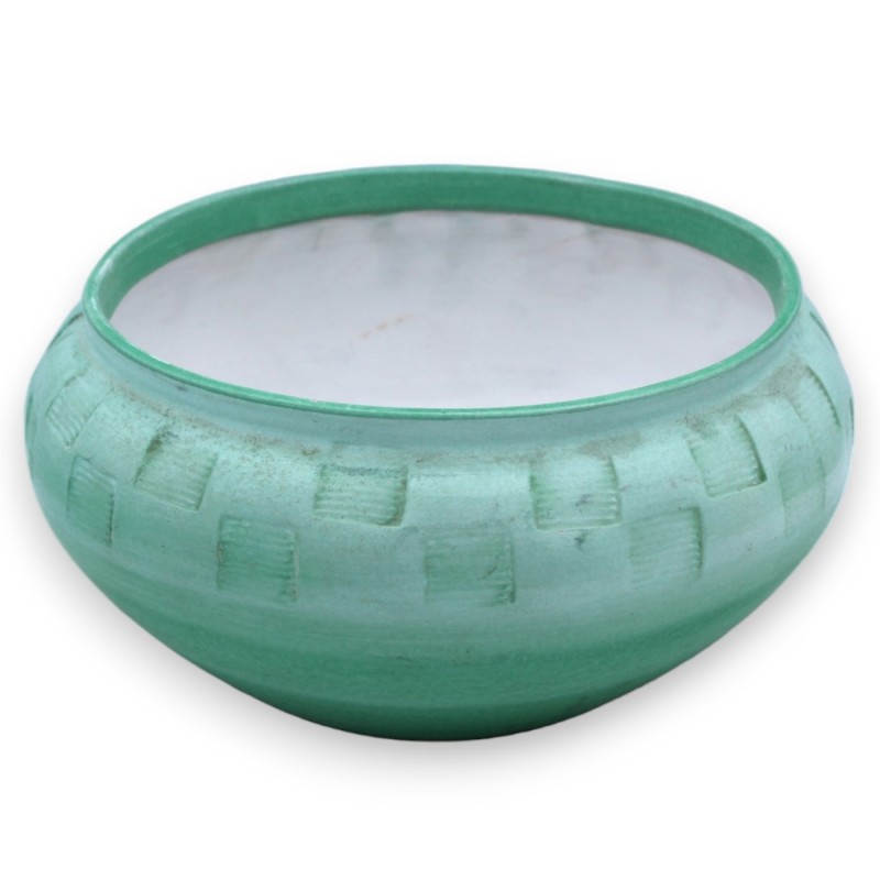 Vase à plantes cache-pot en céramique fine, avec deux options de taille (1 pièce) vert, gravure 100% artisanale - 