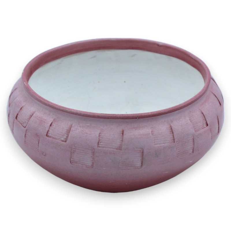 Vaso Cachepot em cerâmica fina, com duas opções de tamanho (1pc) bordô, gravura 100% artesanal - 
