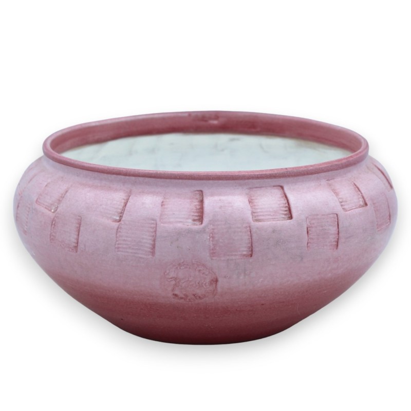 Vaso Cachepot em cerâmica fina, com duas opções de tamanho (1pc) bordô, gravura 100% artesanal - 