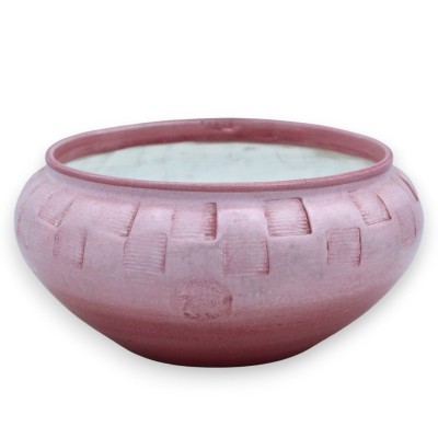 Vaso Cachepot em cerâmica fina, com duas opções de tamanho (1pc) bordô, gravura 100% artesanal - 