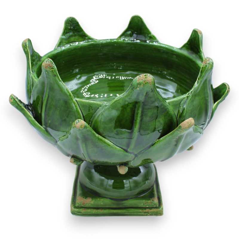 Alzata fruttiera carciofo con gambo in pregiata ceramica - Ø 30 cm ca. (1pz) con due opzioni colore - 