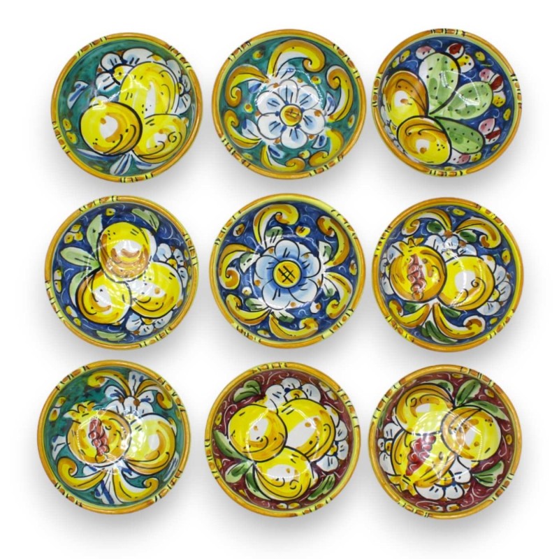Taça de cerâmica Caltagirone para aperitivos - Ø 11 cm aprox. (1pc) cor e decoração aleatórias - 