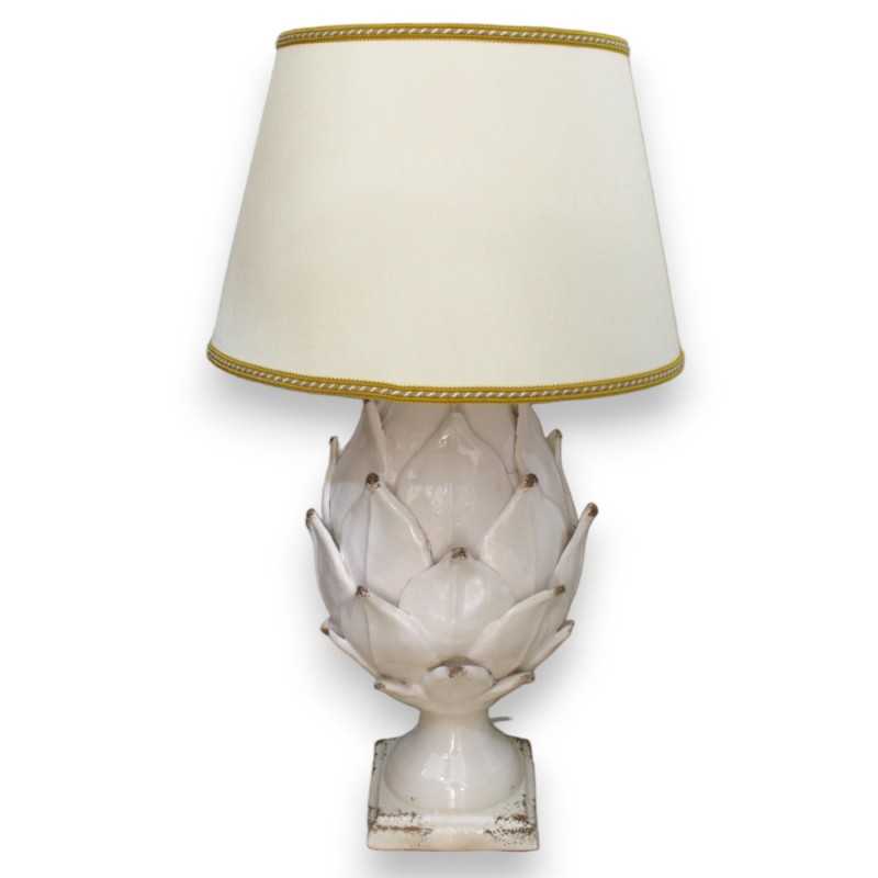 Lampa karczocha ze szlachetnej ceramiki - wys. 70 cm ok. Biały z efektem antycznym - 