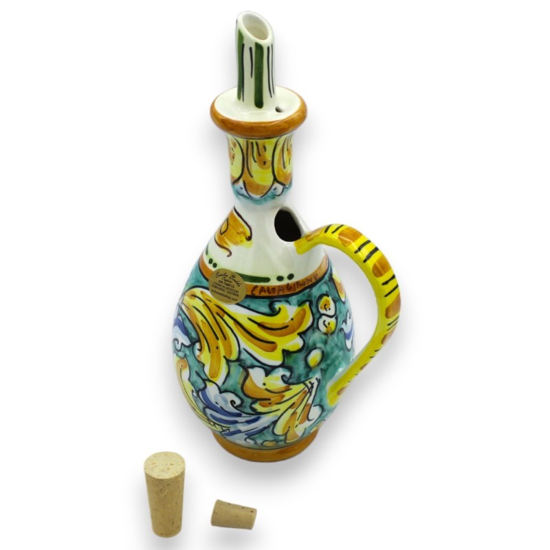 Caltagirone keramisk olja cruet - h 24 cm ca. (1st) i tre färgalternativ - 