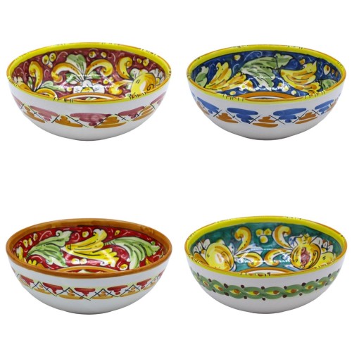 Tigela funda em cerâmica Caltagirone - Ø 20 cm aprox. (1pc) 4 opções de cores e decoração aleatória - 
