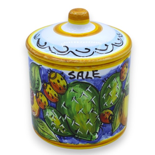 Tris sizilianische Keramikgläser, ca. 13 cm hoch. Zitronen- und Feigenkaktusdekoration -  2