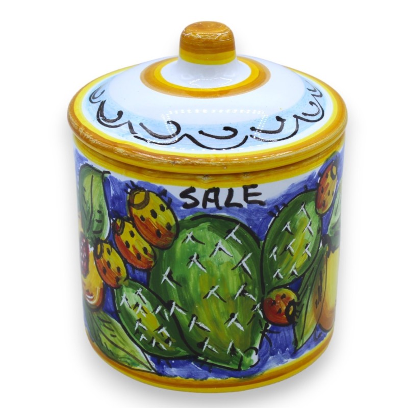 Frascos de cerâmica tris siciliana, h 13 cm aprox. decoração de limão e pera espinhosa - 