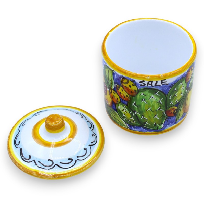 Jarras Tris de cerámica siciliana, h 13 cm aprox. decoración de limón y tuna - 