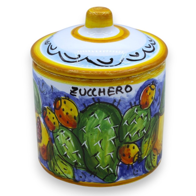 Frascos de cerâmica tris siciliana, h 13 cm aprox. decoração de limão e pera espinhosa - 