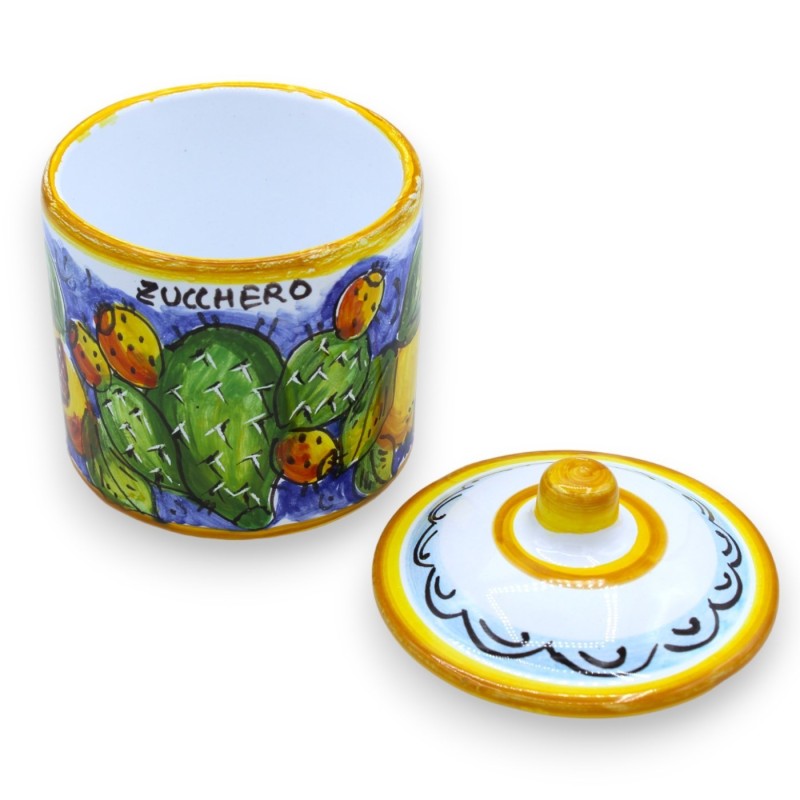 Frascos de cerâmica tris siciliana, h 13 cm aprox. decoração de limão e pera espinhosa - 