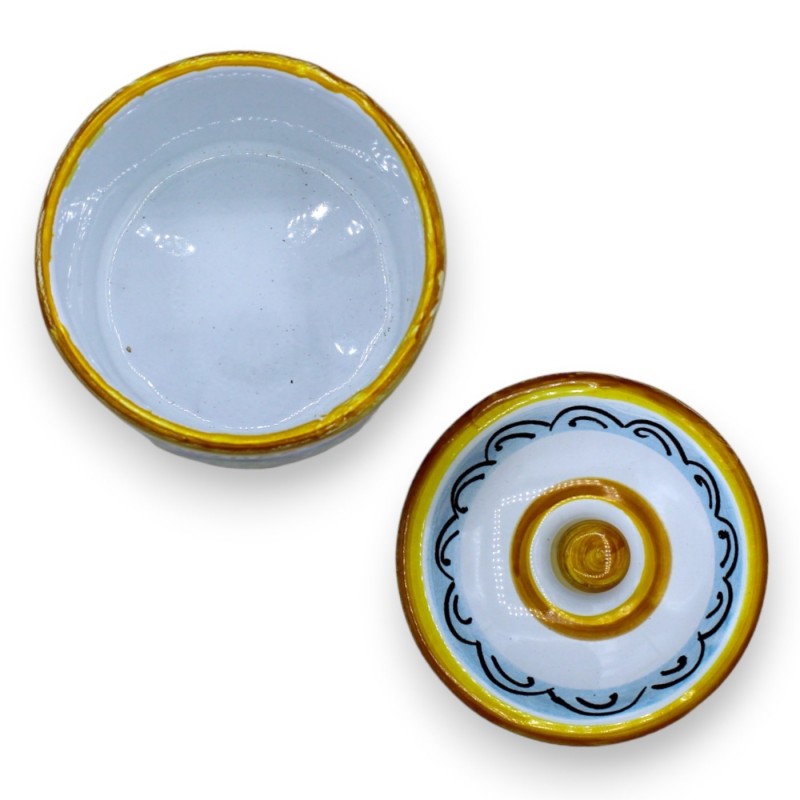 Jarras Tris de cerámica siciliana, h 13 cm aprox. decoración de limón y tuna - 