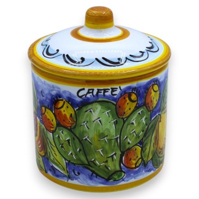 Jarras Tris de cerámica siciliana, h 13 cm aprox. decoración de limón y tuna - 