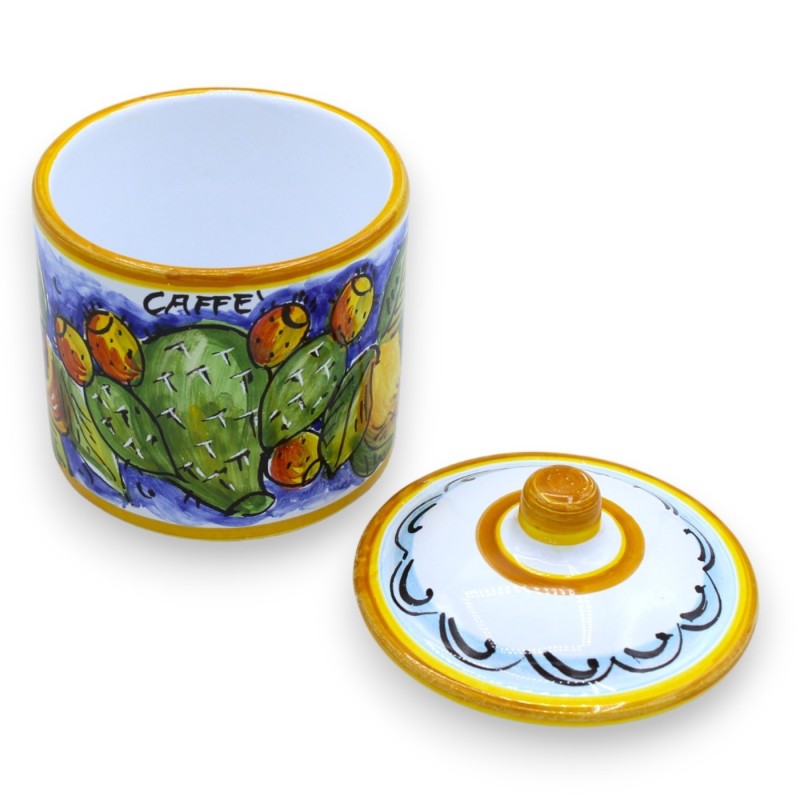 Jarras Tris de cerámica siciliana, h 13 cm aprox. decoración de limón y tuna - 