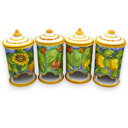 Frasco porta-cápsulas com tampa, em cerâmica siciliana, altura 24 cm aprox. (1pc) 4 opções de decoração - 