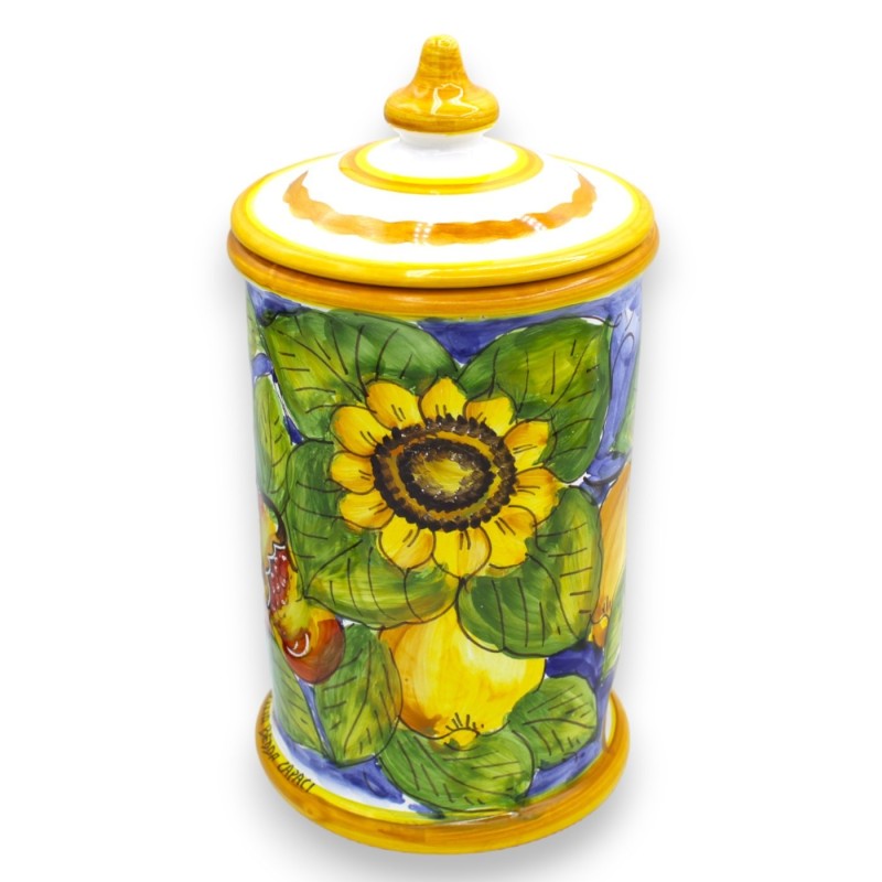Sizilianisches Keramik-Padhalterglas mit Deckel, ca. 24 cm hoch. (1 Stück) 4 Dekorationsmöglichkeiten - 