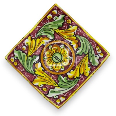 Taschenentleerer aus Caltagirone-Keramik – ca. L 17 cm x 17 x H 7 cm. (1 Stück) mit drei Farboptionen und zufälliger Dek