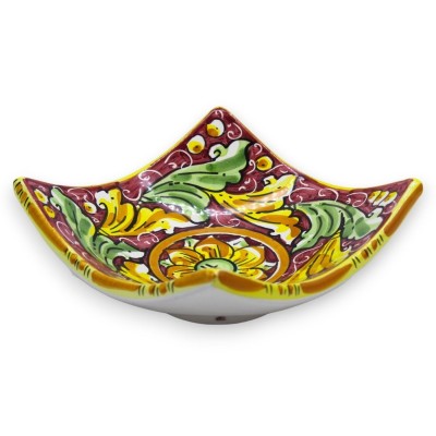 Taschenentleerer aus Caltagirone-Keramik – ca. L 17 cm x 17 x H 7 cm. (1 Stück) mit drei Farboptionen und zufälliger Dek