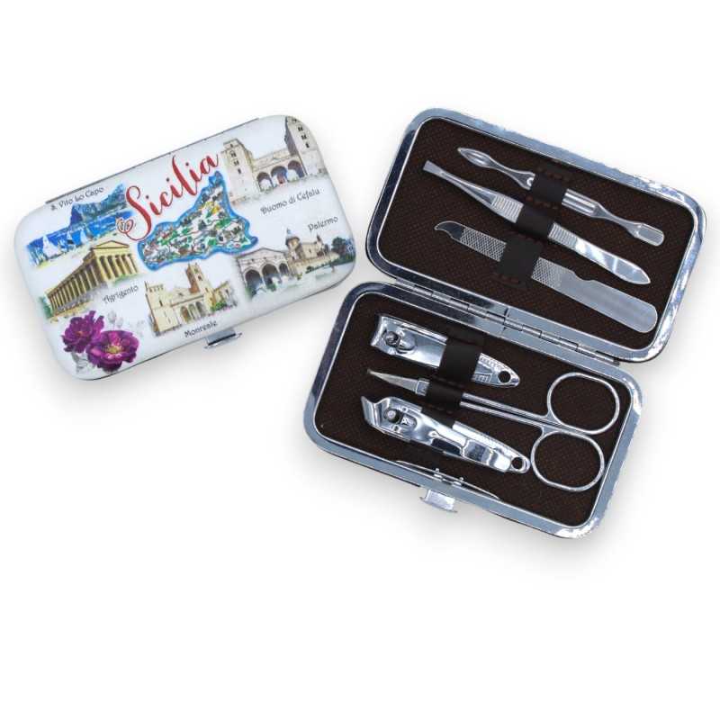 6-piece manicure set with decorated and soft fabric case - 