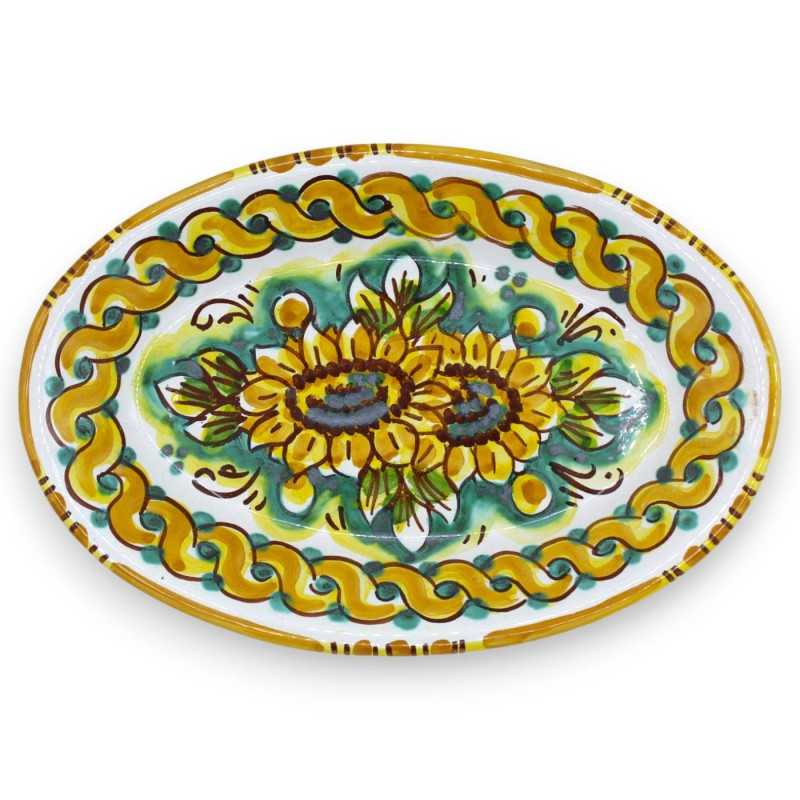 Caltagirone Oval Tray, serving dish - L 22 cm x 15 cm approx. (1 pc) in 4 decoration options - 