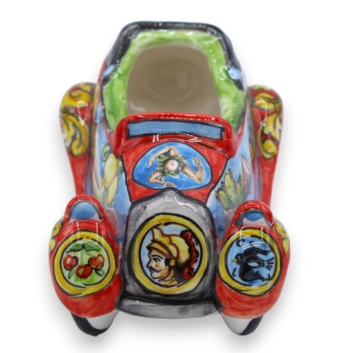 Véhicule rétro Vintage Car en céramique de Caltagirone - l 16 cm x 8 cm environ. Décoration de charrette sicilienne -  2