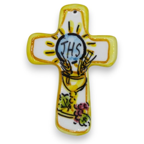 Cruz Cerâmica Caltagirone - h 9 x 6 cm aprox. (1 unidade) Decoração temática da Primeira Comunhão, Cor Aleatória -  2