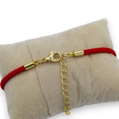 Bracelet with lava stone tile, textile cord, L approx. 25cm multicolored crystals, steel clasp - 