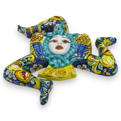 Trinacria i Caltagirone keramik, h 35 x 35 cm ca. citron och granatäpple dekoration - 
