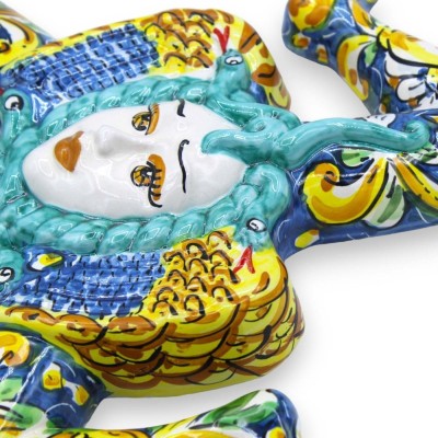 Trinacria i Caltagirone keramik, h 35 x 35 cm ca. citron och granatäpple dekoration - 