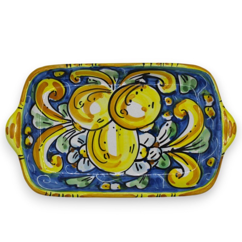 Salt and pepper set with tray, Caltagirone ceramic - Blue, flowers and lemons decoration - 