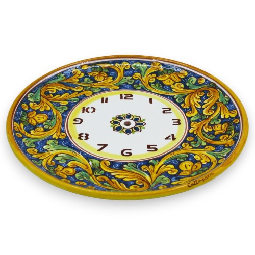 Caltagirone keramische klok, Ø ca. 30 cm. Compleet met uitrusting, groene en gele barokdecoratie -  2