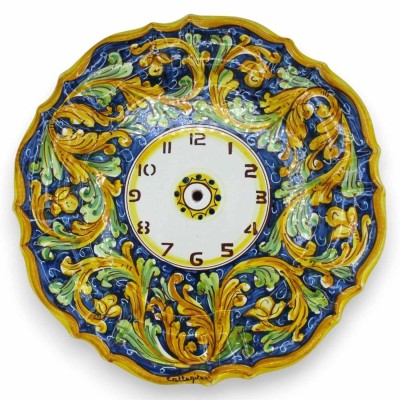 Relógio de cerâmica Caltagirone recortado - Ø 30 cm aprox. Completo com equipamento, decoração barroca - 
